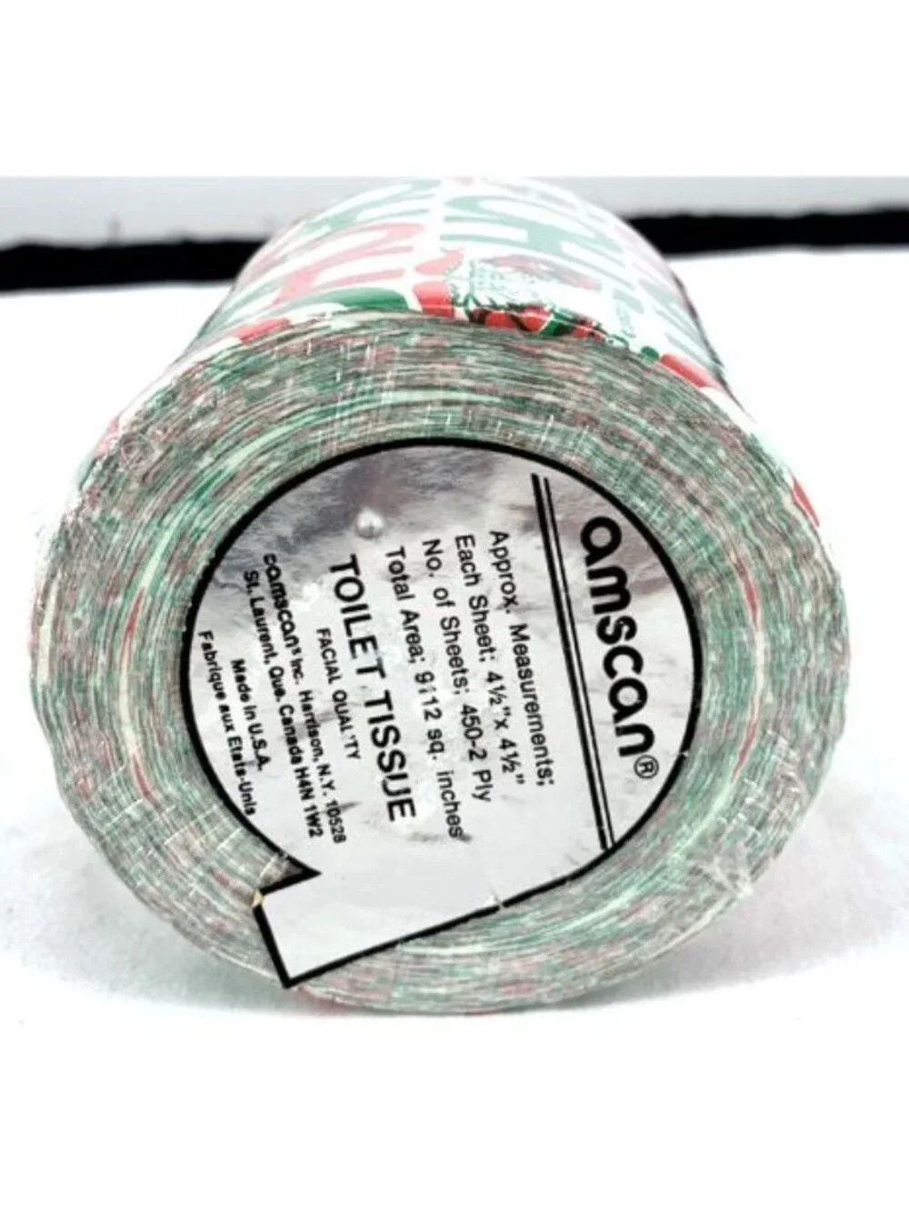 Amscan HO HO HO Christmas Toilet Paper Roll Sealed Vintage 450 2 ply USA